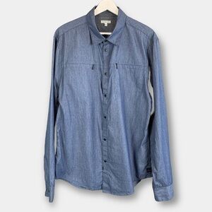 Calvin Klein Jeans Long Sleeve Snap Down Chambray Dress Shirt Blue Size Large
